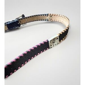 Brighton Womens Leather Belt Size 36 Whipstitch Braided Floral Concho Western